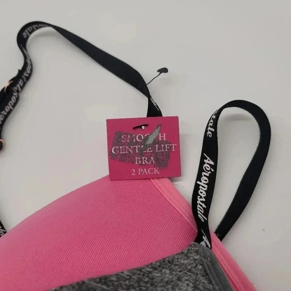 NWT Pack of 2 Aeropostale Gray Pink Black Wireless Smooth Center Lift Bra Sz 38C - Picture 11 of 11